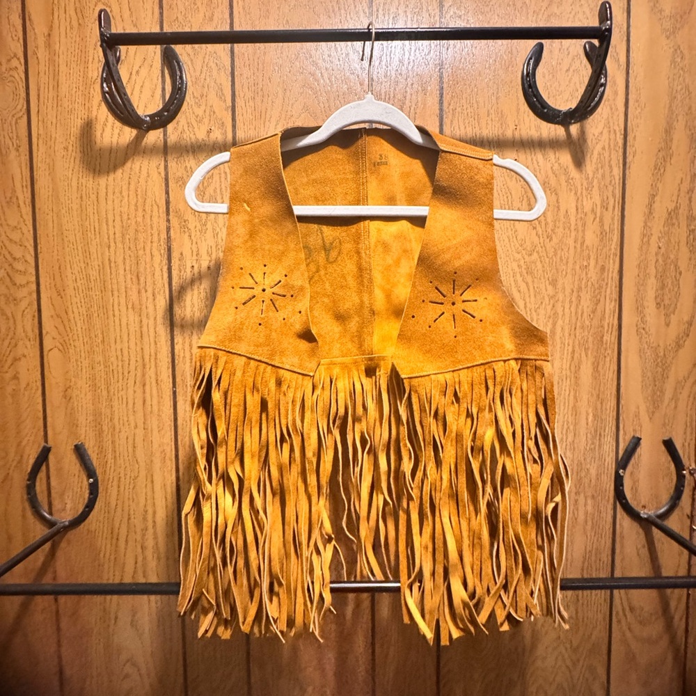Fringed Suede Vest in Mustard Yellow